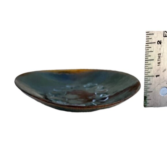 Mid-Century Modern Enamel On Copper Oval Dish By Kuverly 7.5" x 4.5" Decorative - Picture 9 of 9